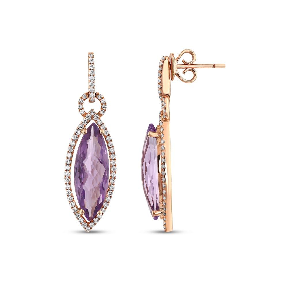 1.40 Karat Viola Ametist Diamante Orecchini