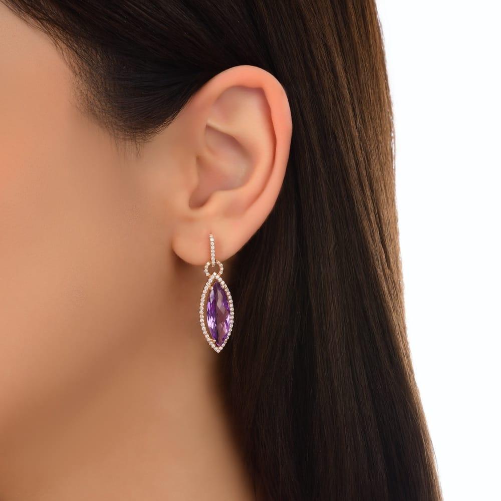 1.40 Karat Viola Ametist Diamante Orecchini