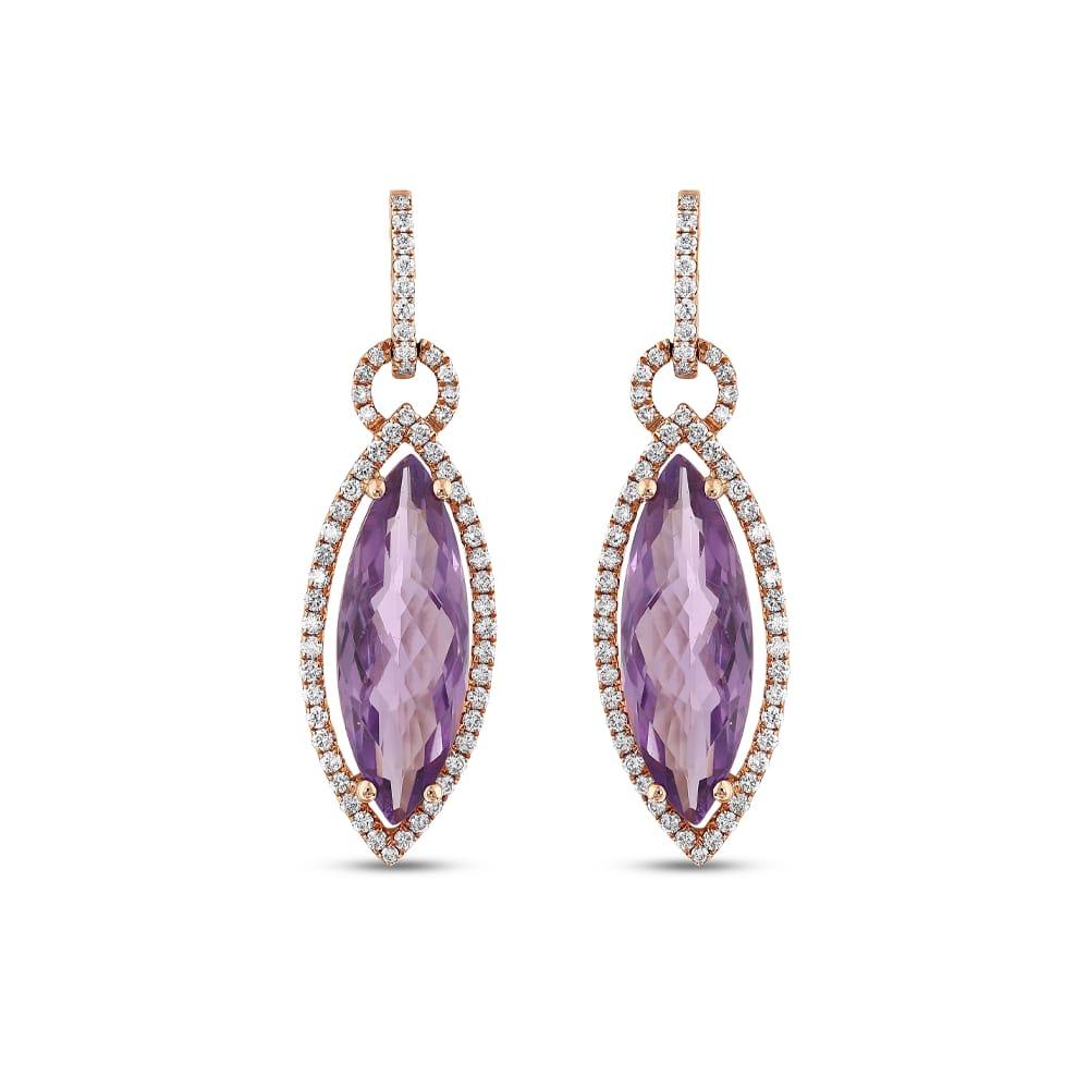 1.40 Karat Viola Ametist Diamante Orecchini