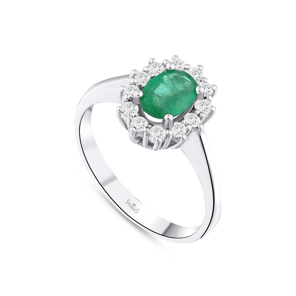 0.90 Karat Anturaj Solo Zümrüt Diamante Anello