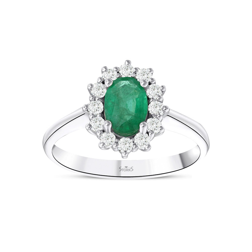 0.90 Karat Anturaj Solo Zümrüt Diamante Anello