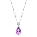 0.62 Karat Ametist Diamante Damla Collana