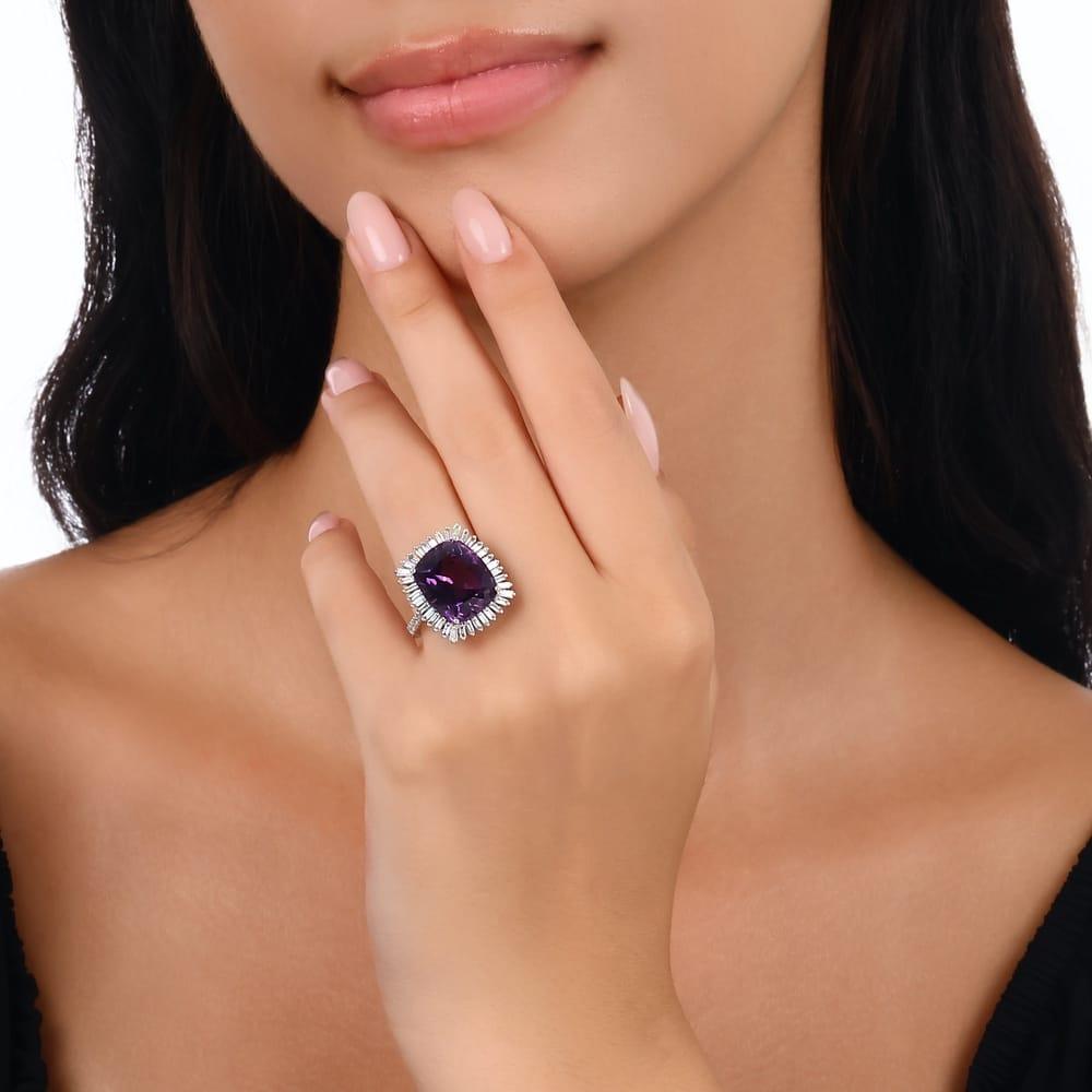 11.69 Karat Lilla Ametist Diamante Anello
