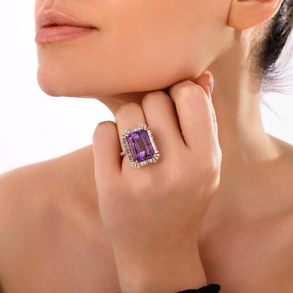 18.57 Karat Lavanda Ametist Pırlanta Yüzük