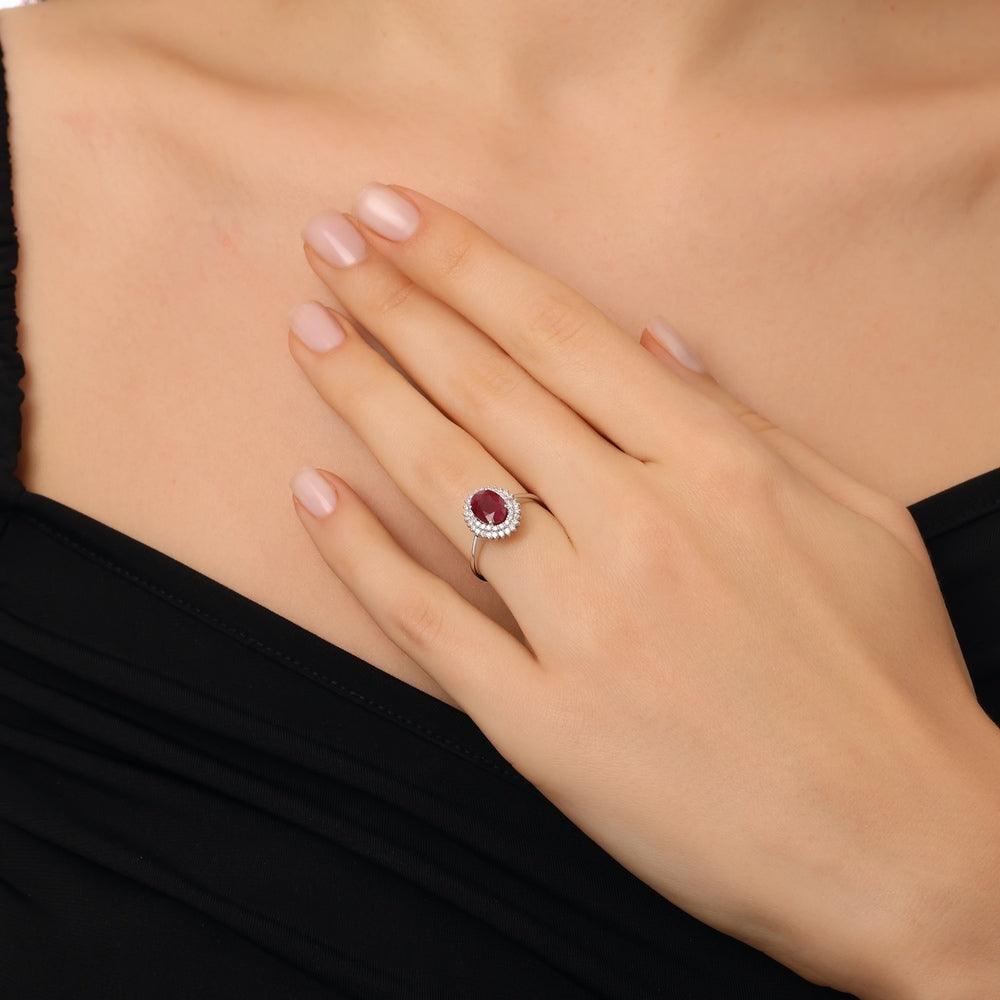 1.71 Karat Anturaj Due’S Yakut Diamante Anello