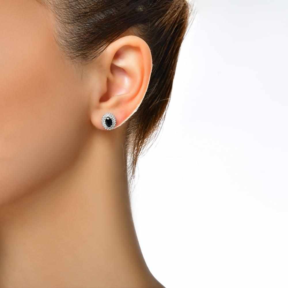 1.34 Karat Safir Pırlanta Küpe