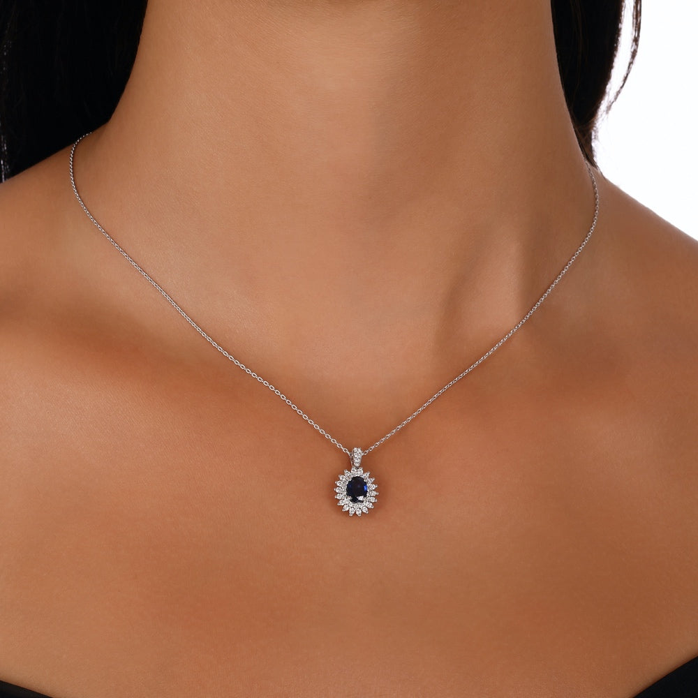 1.23 Karat Safir Pırlanta Kolye