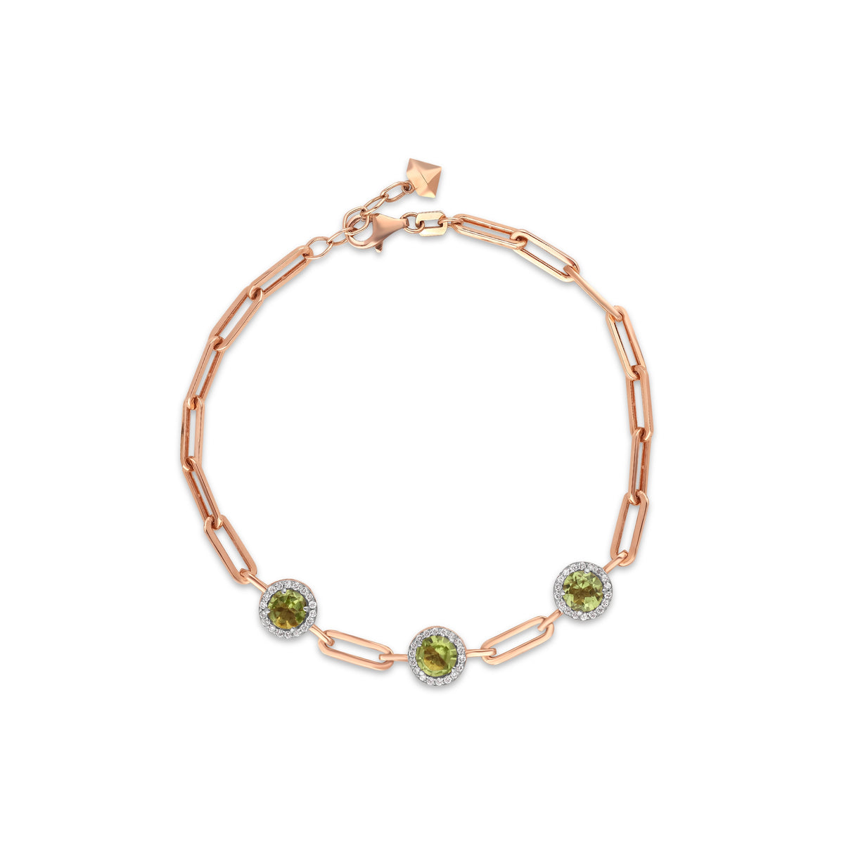 1.73 Karat Cherry Peridot Diamante Bracciale