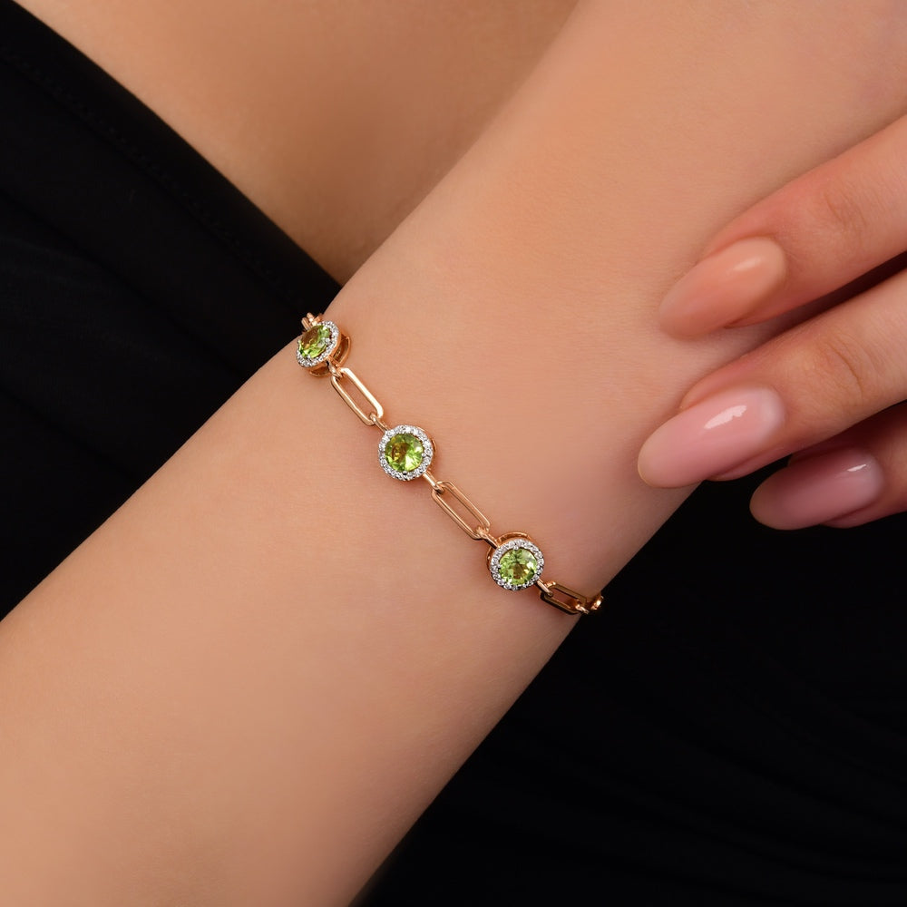 1.73 Karat Cherry Peridot Diamante Bracciale