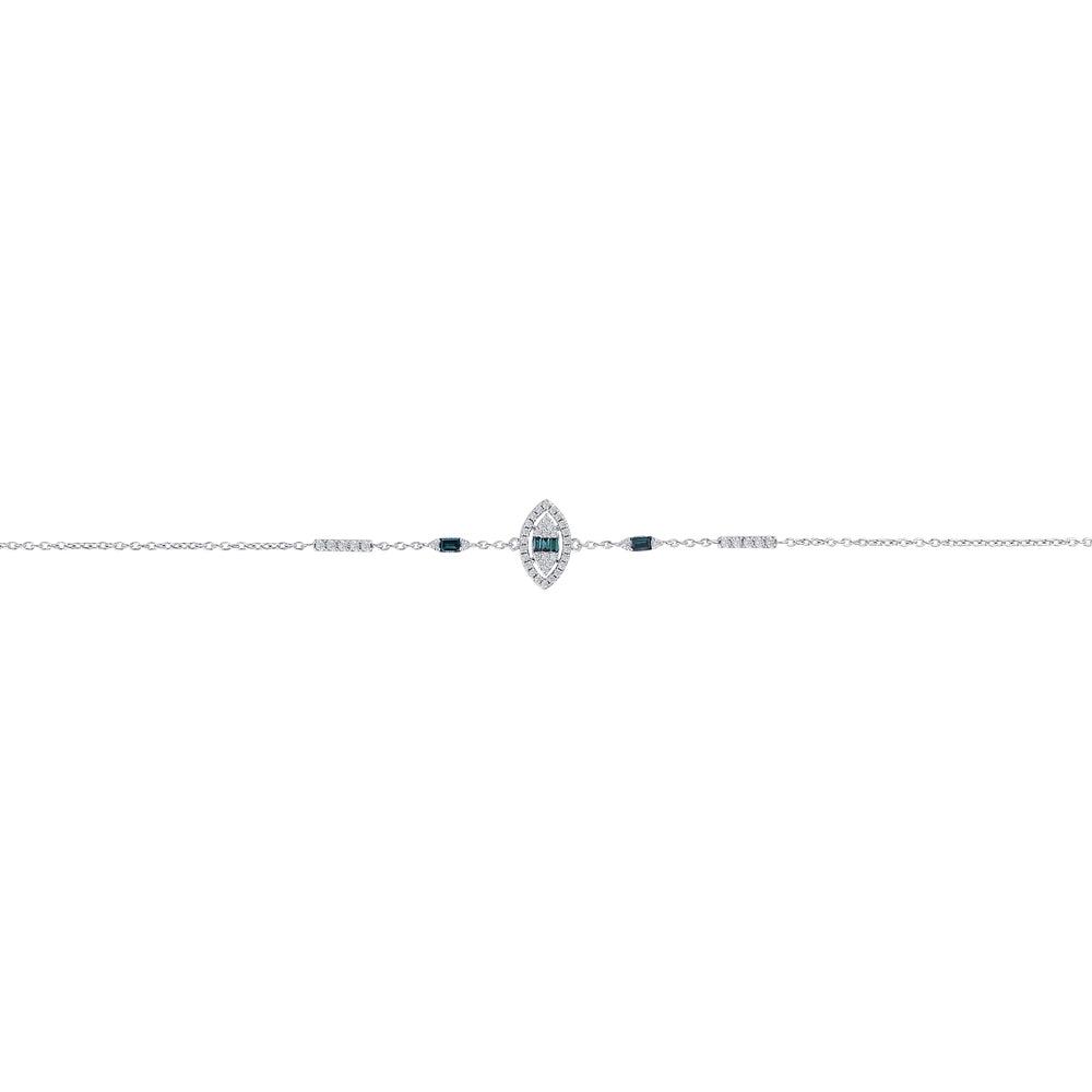 0.41 Karat Deep Blue Baget Diamante Bracciale