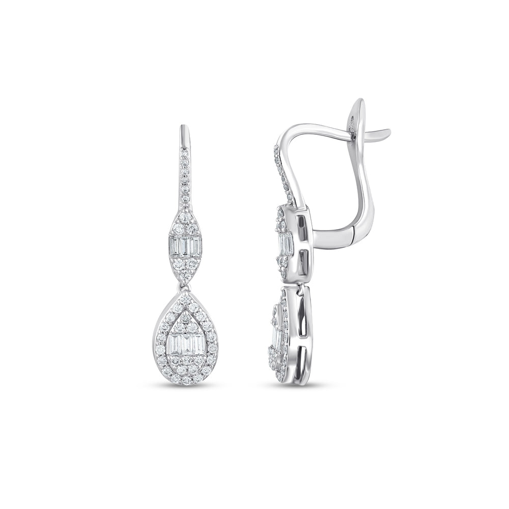 0.72 Karat Wedding Baget Pırlanta Küpe