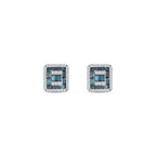 1.02 Karat Deep Blue Baget Diamante Orecchini
