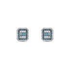 0.80 Karat Deep Blue Baget Diamante Orecchini