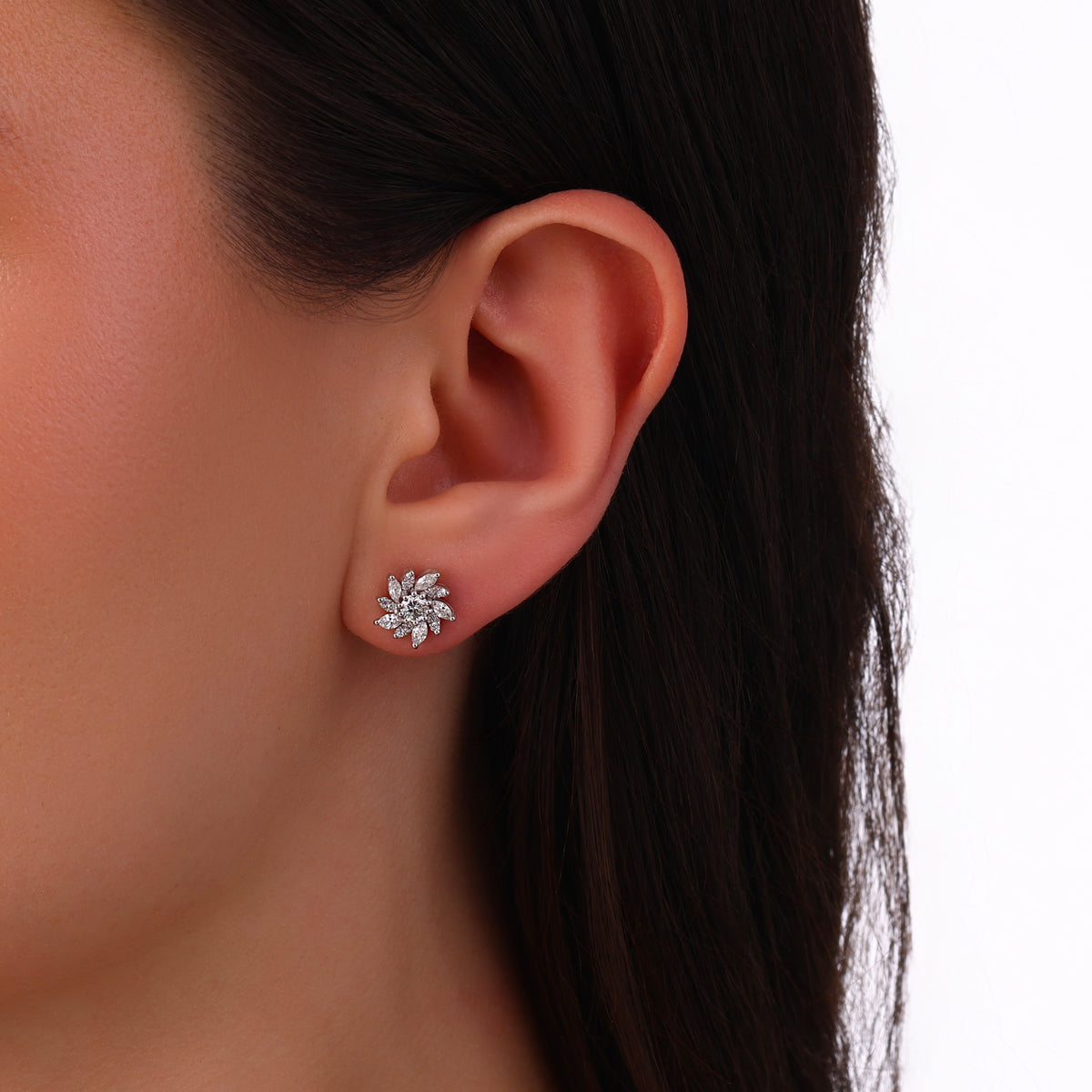 0.94 Karat Flora Markiz Diamante Orecchini