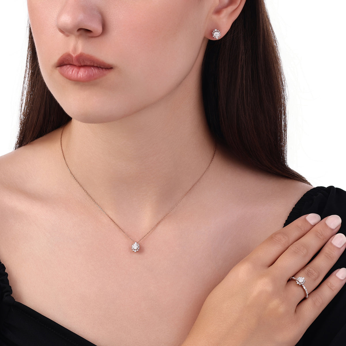 0.39 Karat Flora Diamante Collana