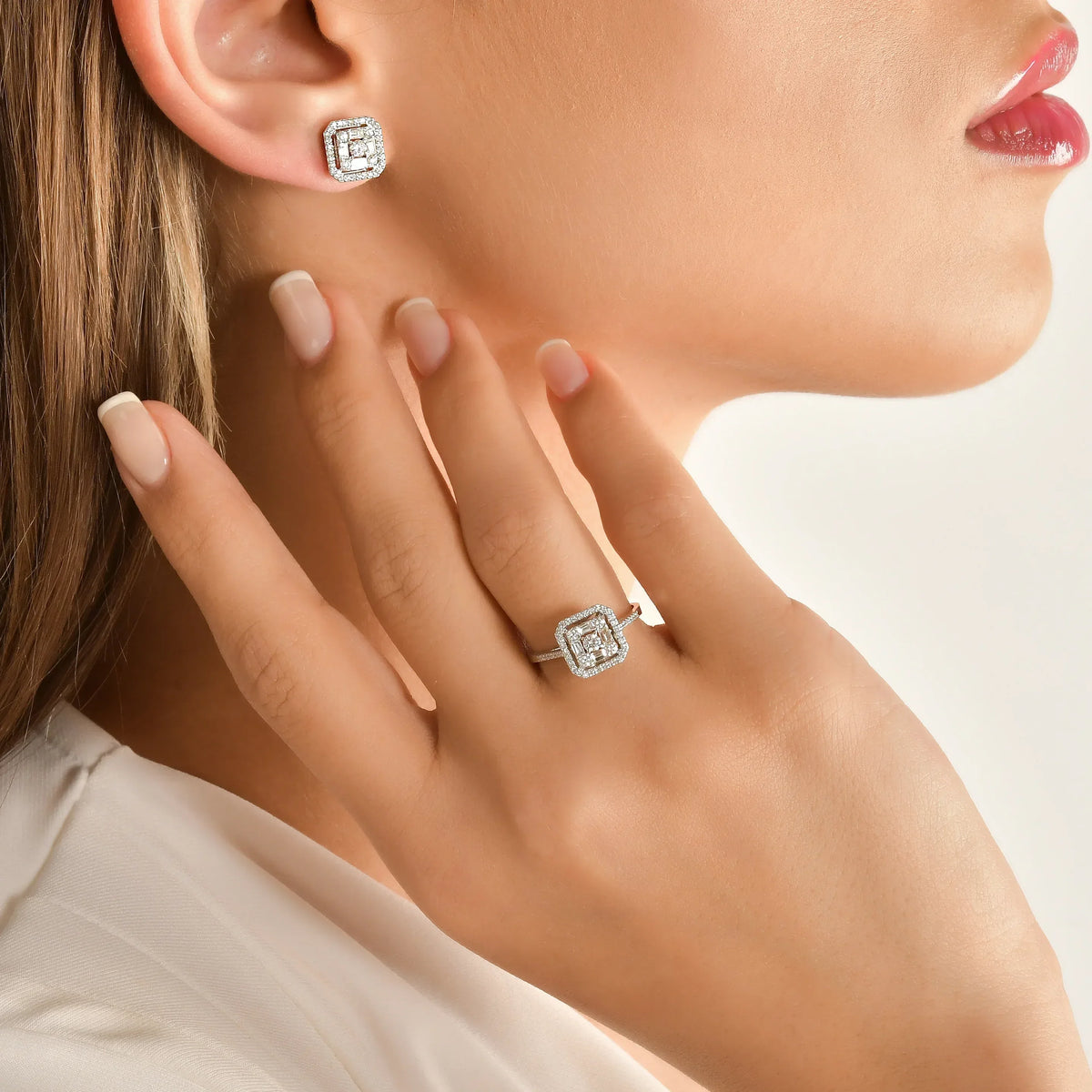 0.46 Karat Stella Diamante baguette Collana