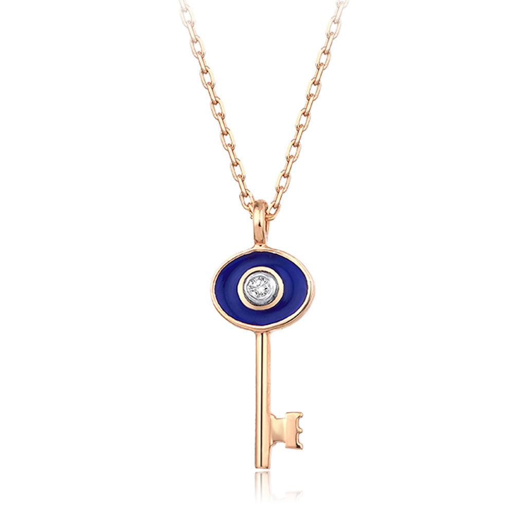 0.02 Karat Diamante Anahtar Collana