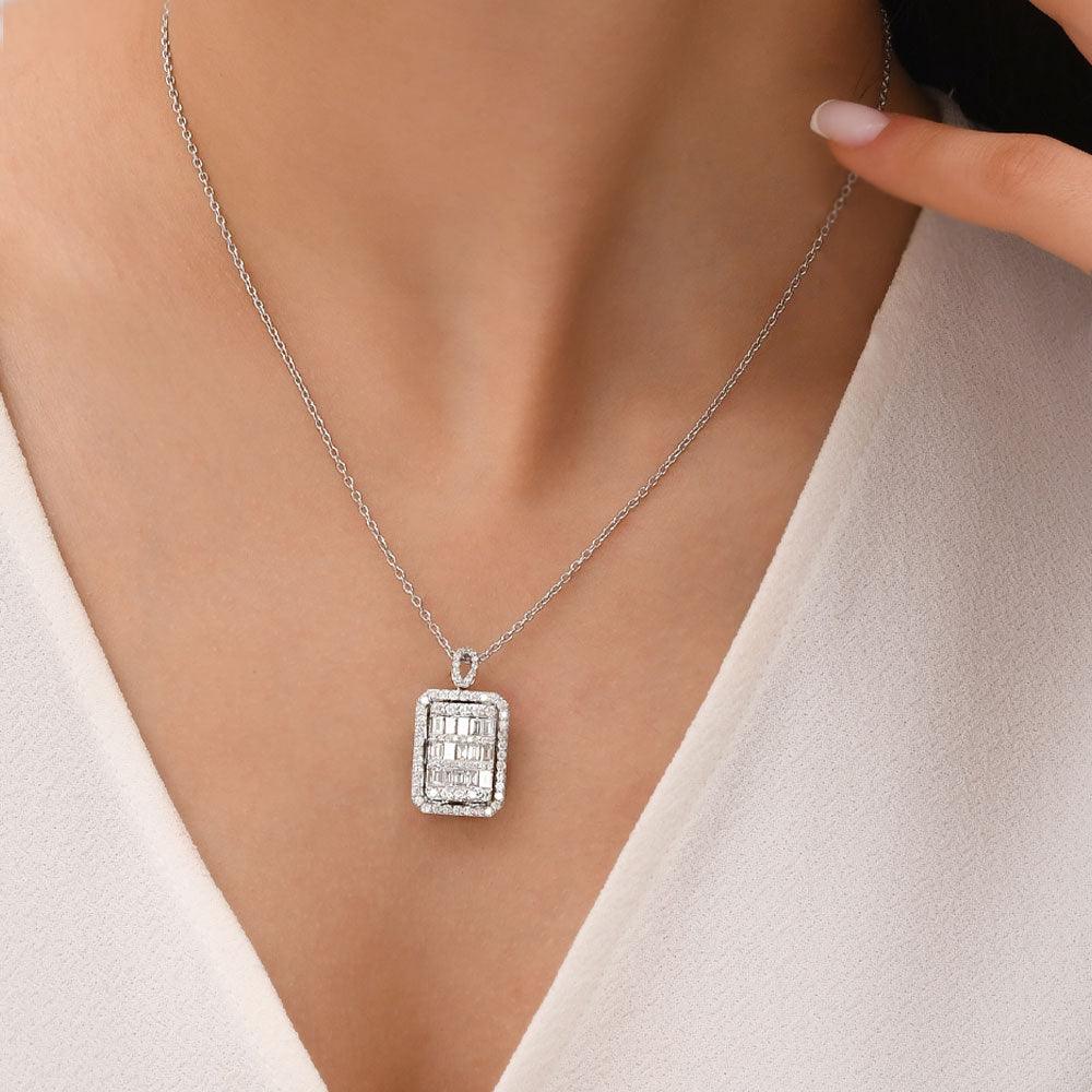 1.66 Karat Emma Diamante baguette Collana