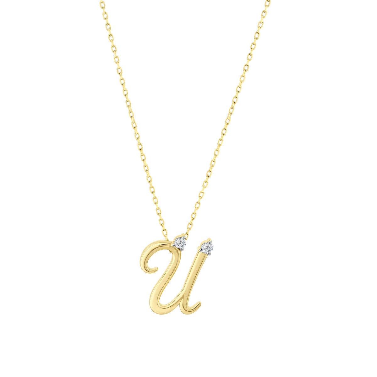 0.06 Karat Diamante Ü Harf Collana