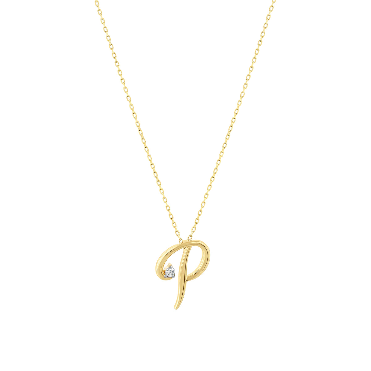 0.03 Karat Diamante P Harf Collana