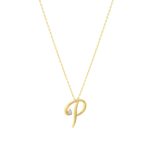 0.03 Karat Diamante P Harf Collana