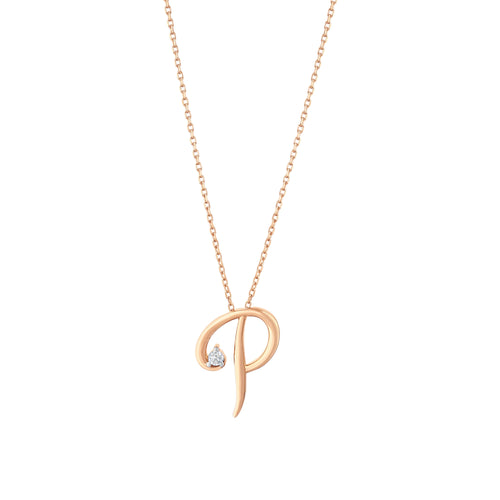 0.03 Karat Diamante P Harf Collana