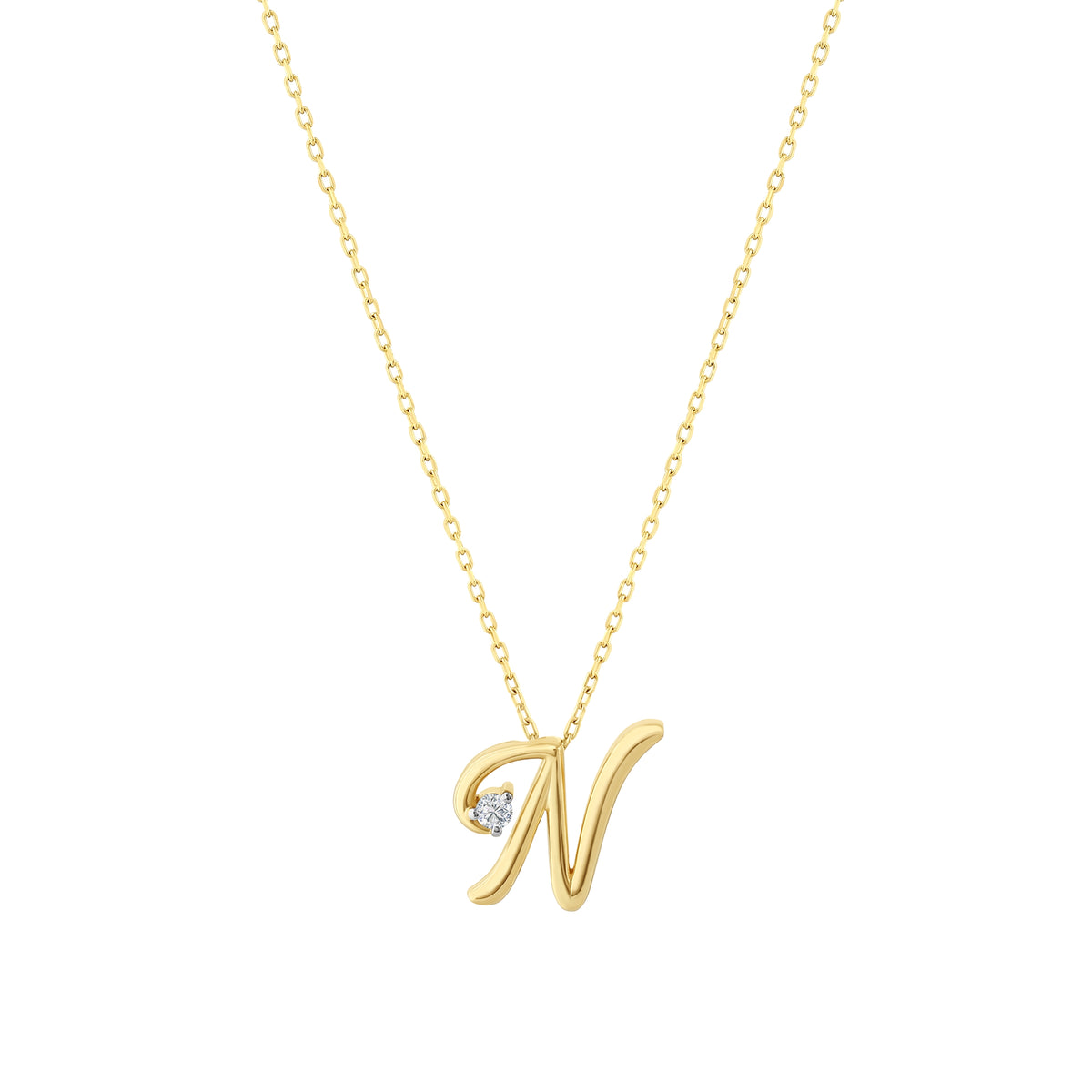0.03 Karat Diamante N Harf Collana