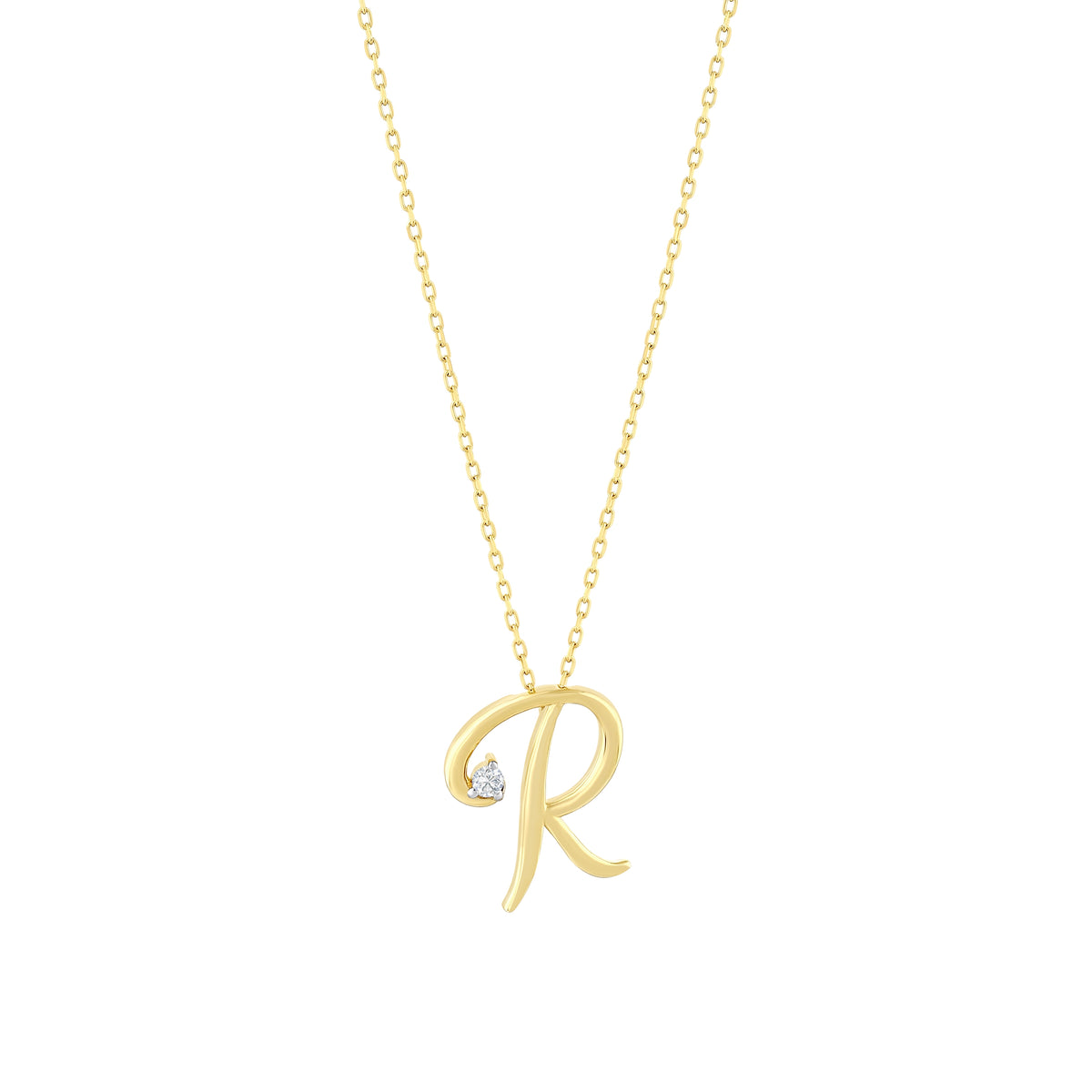 0.03 Karat Diamante R Harf Collana