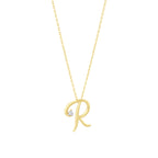 0.03 Karat Diamante R Harf Collana