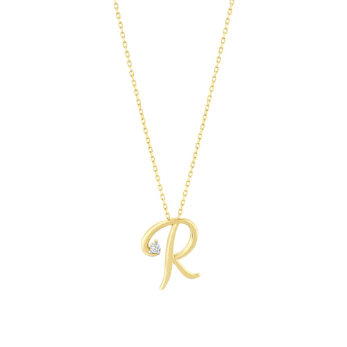 0.03 Karat Diamante R Harf Collana