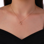 0.03 Karat Diamante R Harf Collana