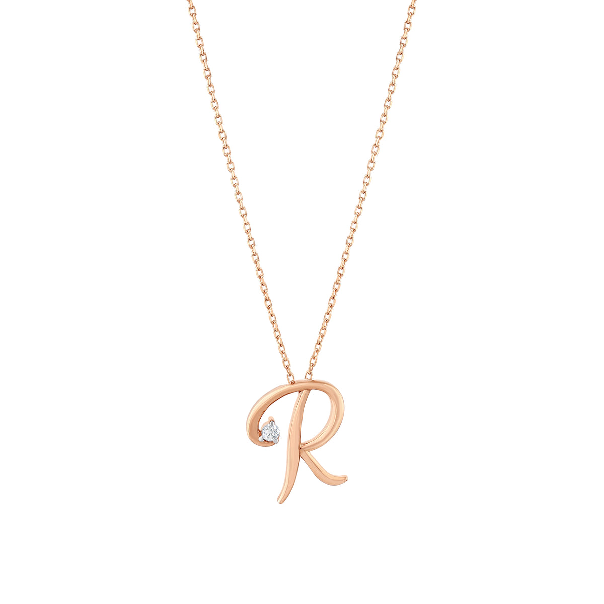 0.03 Karat Diamante R Harf Collana