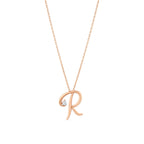 0.03 Karat Diamante R Harf Collana