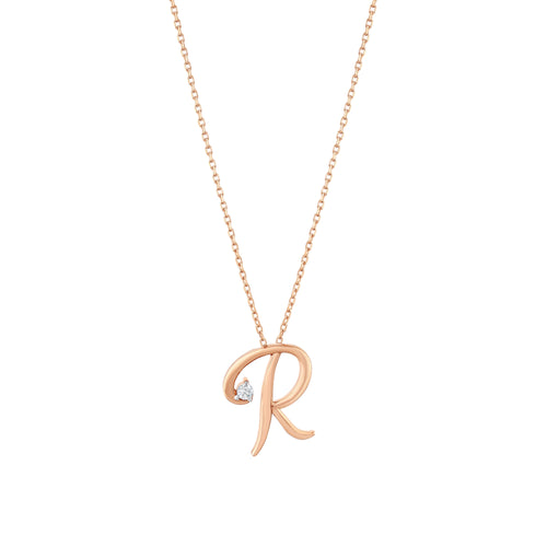 0.03 Karat Diamante R Harf Collana