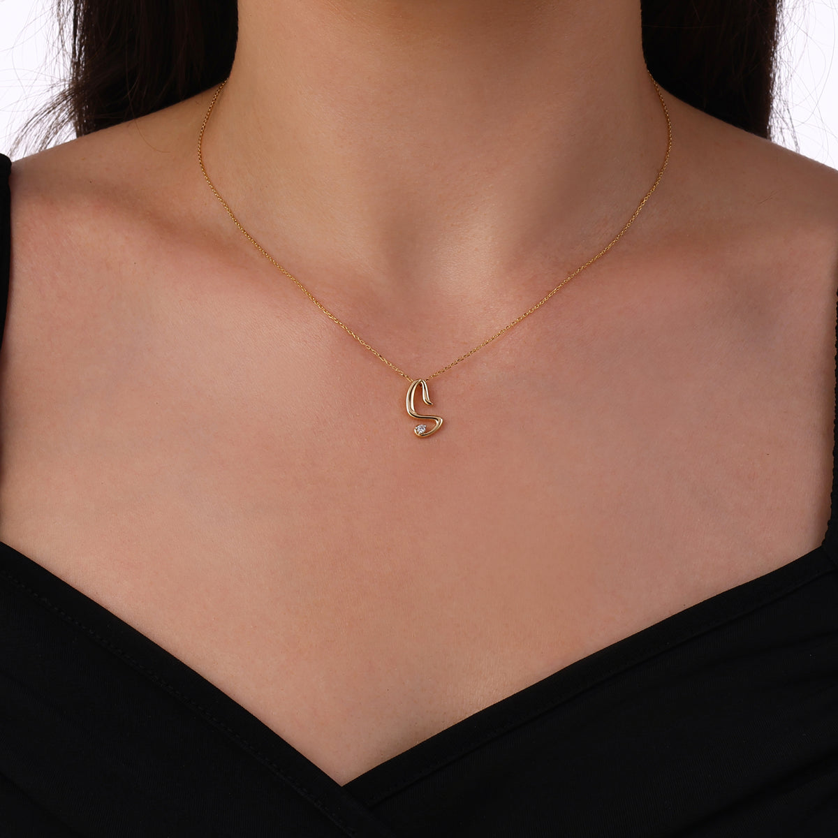 0.03 Karat Diamante S Harf Collana