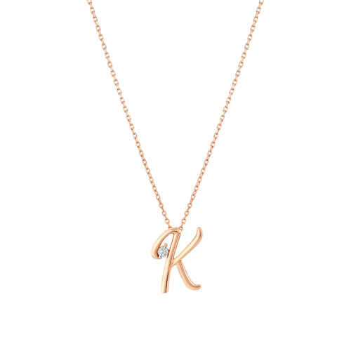 0.03 Karat Diamante K Harf Collana