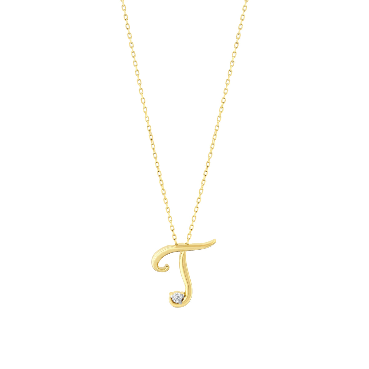 0.03 Karat Diamante T Harf Collana