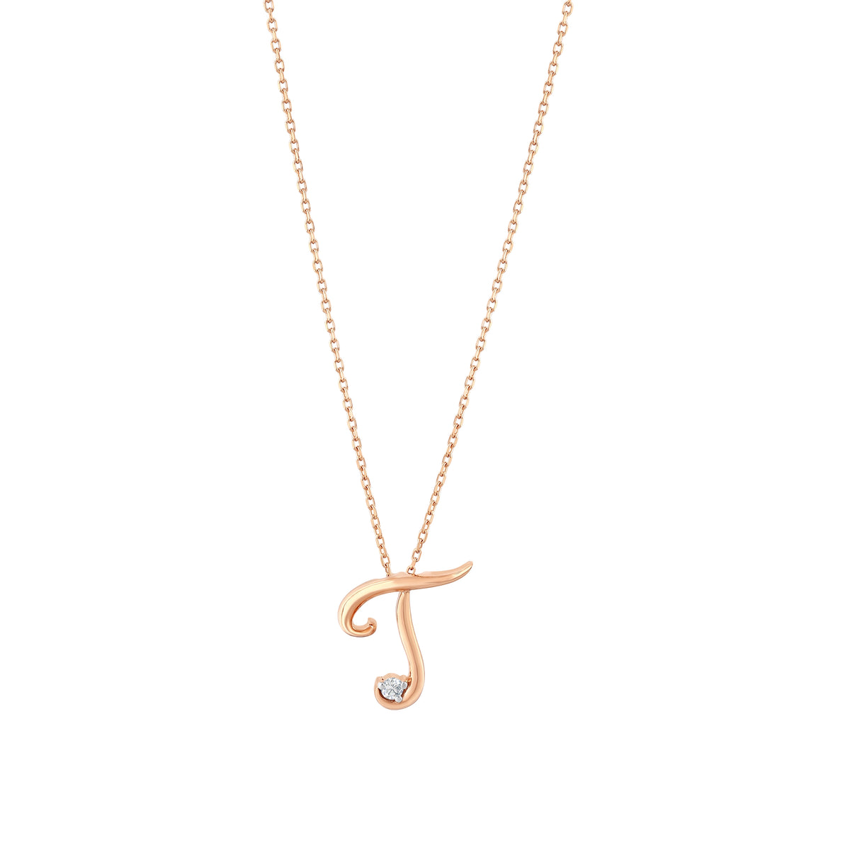 0.03 Karat Diamante T Harf Collana