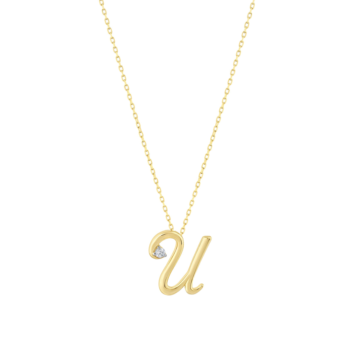 0.03 Karat Diamante U Harf Collana