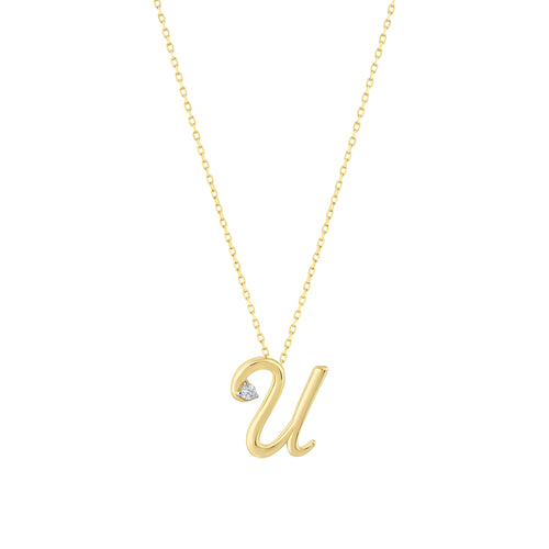 0.03 Karat Diamante U Harf Collana
