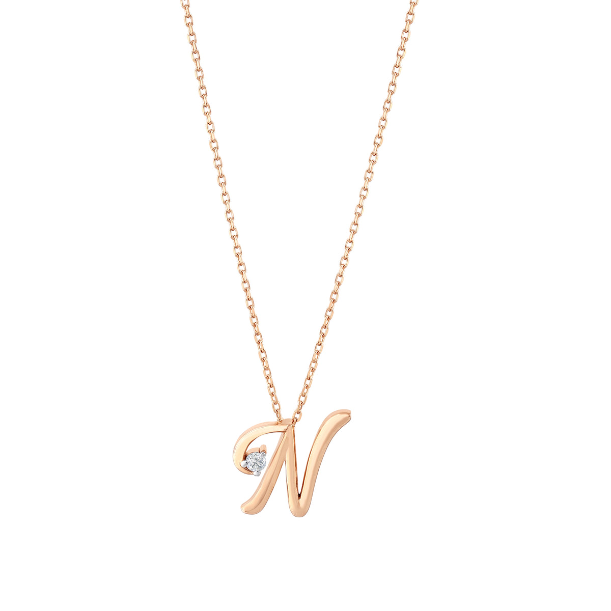 0.03 Karat Diamante N Harf Collana