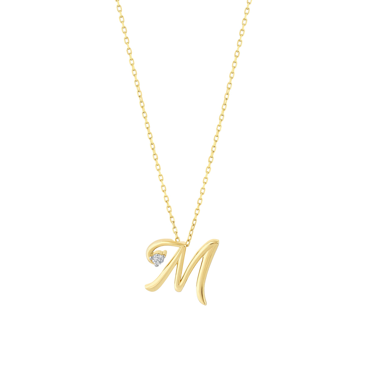 0.03 Karat Diamante M Harf Collana
