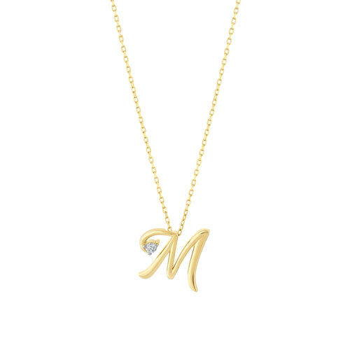 0.03 Karat Diamante M Harf Collana