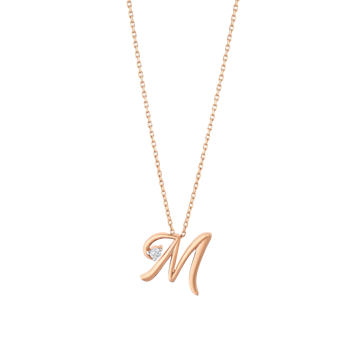 0.03 Karat Diamante M Harf Collana