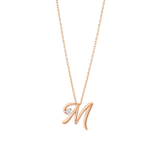 0.03 Karat Diamante M Harf Collana