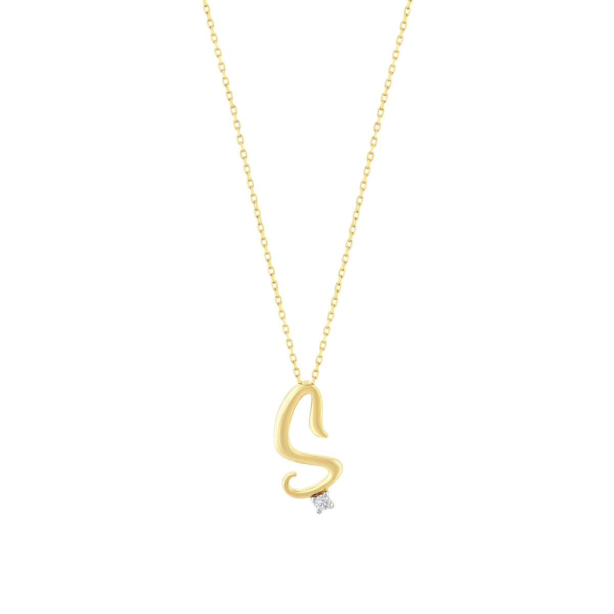 0.03 Karat Diamante Ş Harf Collana