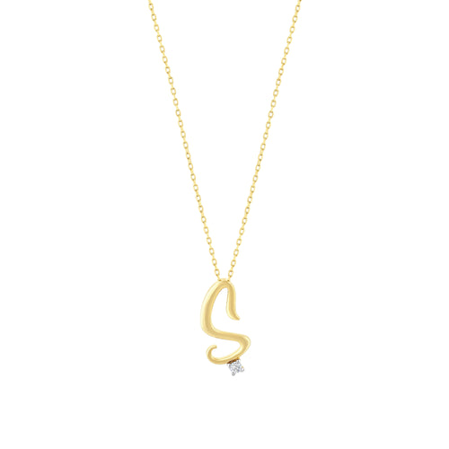 0.03 Karat Diamante Ş Harf Collana