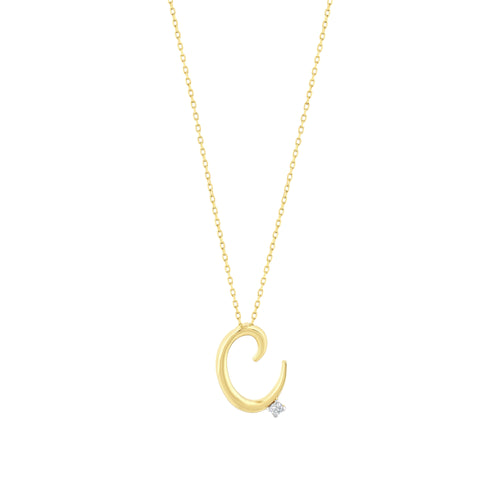 0.03 Karat Diamante Ç Harf Collana