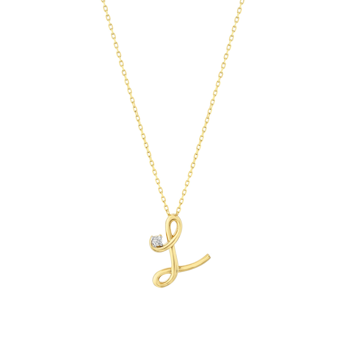 0.03 Karat Diamante L Harf Collana