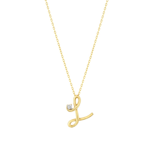 0.03 Karat Diamante L Harf Collana